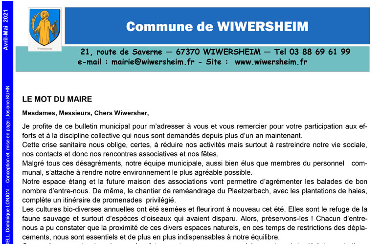 Bulletin municipal de mai 2021