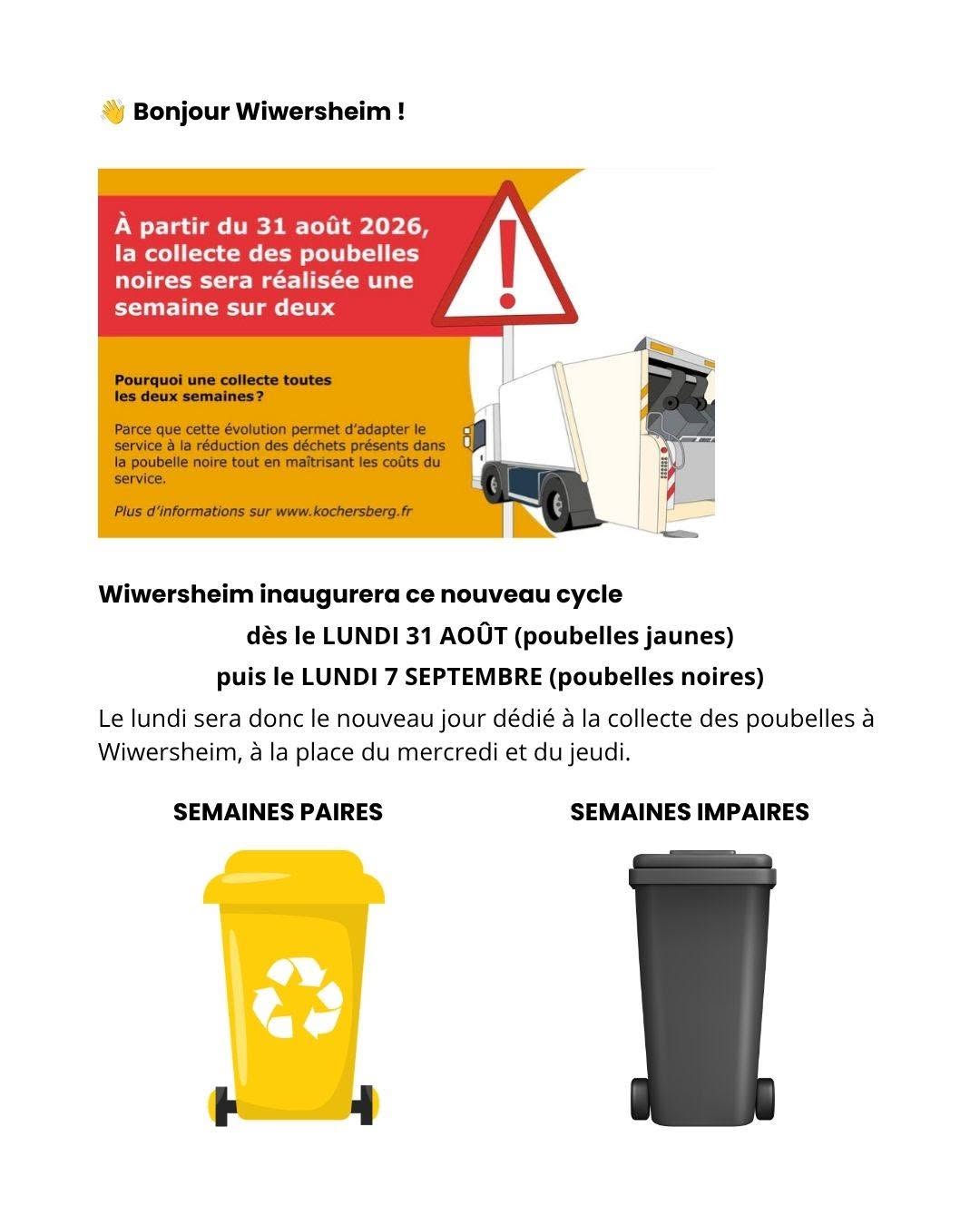 Modification du cycle de collecte des poubelles