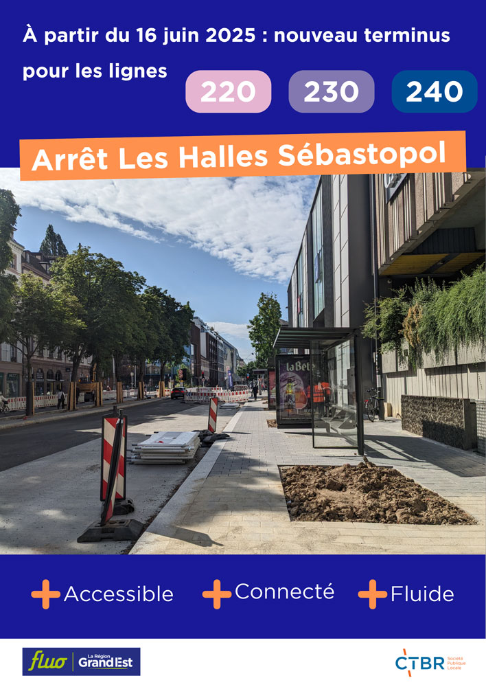 A partir du 16 juin 2025 : nouveau terminus pour les bus 220, 230 et 240